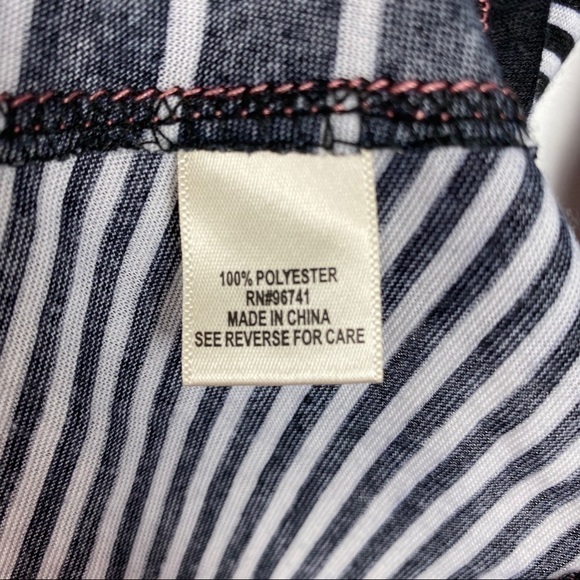 Self Esteem Criss Cross Back T-Shirt Women's Junior XL Black White Striped - Picture 7 of 8